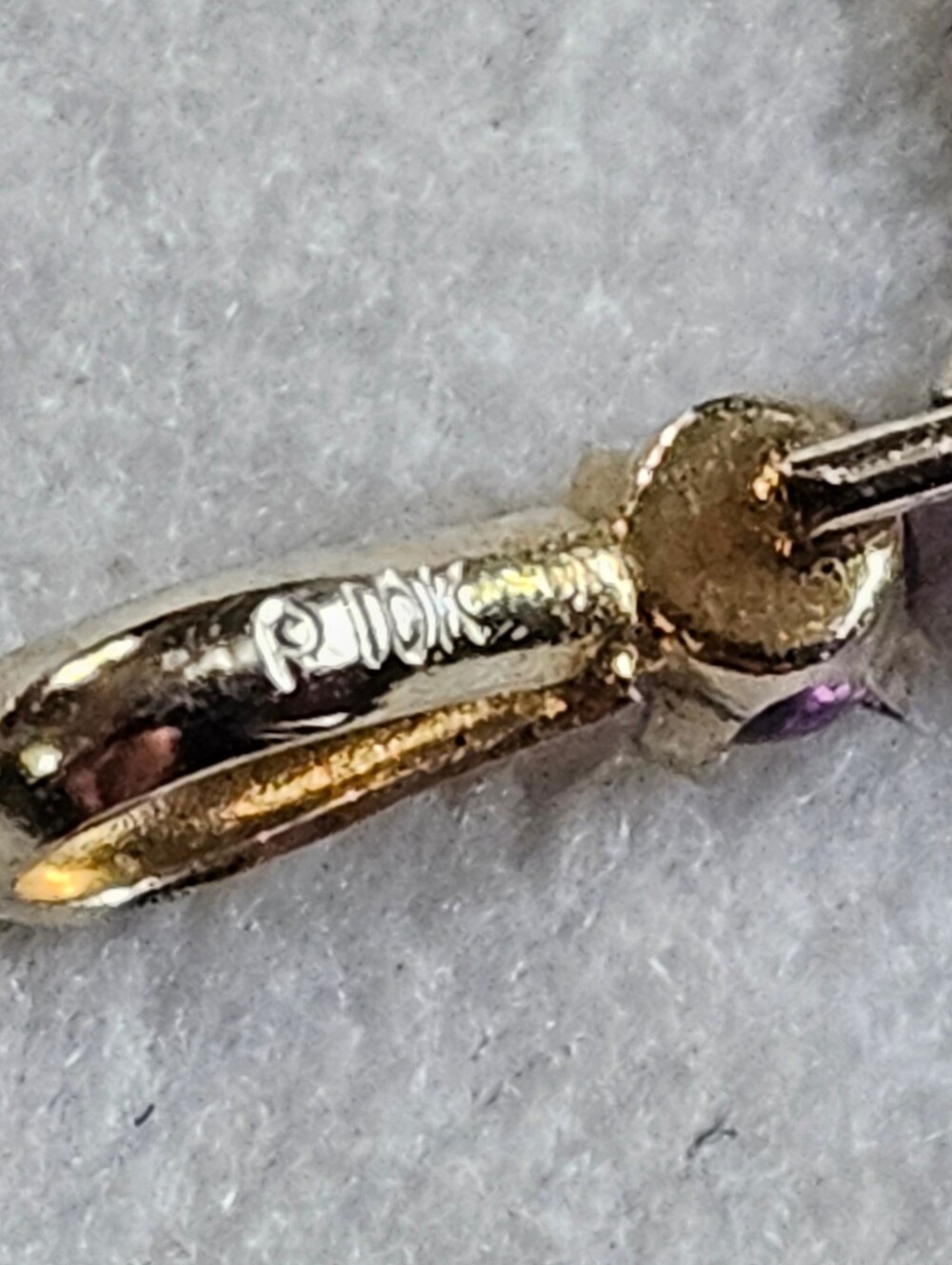10k Yellow Gold Amethyst Religious Cross Pendant - Picture 7 of 9